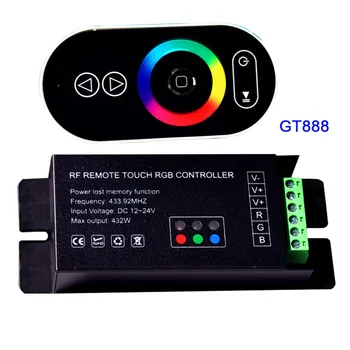 En-gros de 1 buc DC12-24V 6Ax3channel 18A led dimmer GT888 RF remote touch led RGB controller pentru 5050 RGB led strip lumini