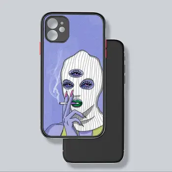 Estetic Diavolul Femeie Rea fata de fum ochii Caz de Telefon Mat Transparent pentru iPhone 7 8 11 12 s mini pro X XS XR MAX Plus coque