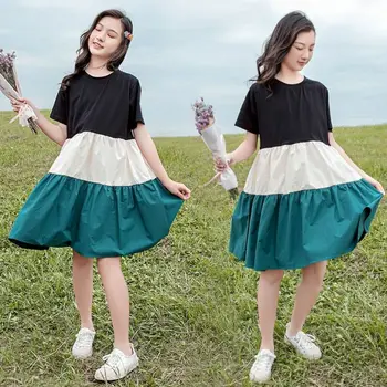 Fata grasa Fete Rochie de Vara 2021 Nou 12 Vară Stil coreean Vrac Stil Occidental Medii și Mari, Copii Rochie