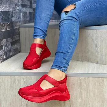 Femei Adidași 2020 Toamna de Moda Hollow Femeie Pantofi Plus Dimensiune Funcționare în aer liber Vulcanizat Pantofi Solid cu Catarama Femei Pene