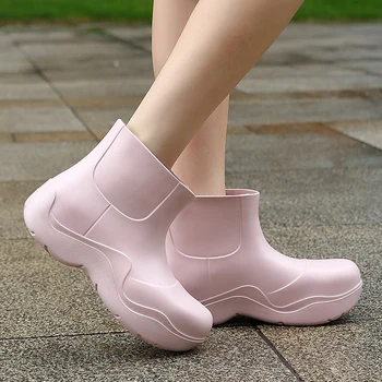 Femei Cizme Impermeabile Luminozitate Plat Ploaie Pantofi New Sosire Cizme de Ploaie Fata de Apa din PVC Glezna Non-alunecare de Zapatos Mujer Rainboots
