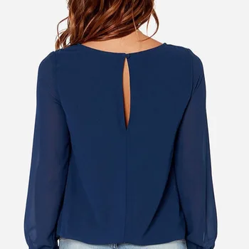 Femei de moda Tricouri cu Mâneci Lungi Tricou Femei pentru Femei Bluze Topuri Plus Dimensiune de Vară 2021 O-neck Șifon Casual Femei Topuri