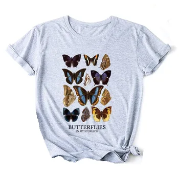 Femei Fluture Fluturi în Stomac 90 Negru T-shirt Fata Harajuku ' 90 Haine Negre de sex Feminin Grafic de Top Tee,Picătură Navă