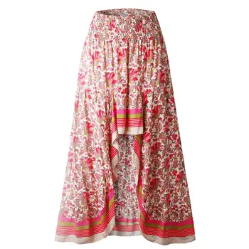 Femei Fusta 2020 Elegant, Elastic Talie Mare Etnice Print Floral High-Low Tiv Fusta Lunga pentru Femei de Îmbrăcăminte женские юбки