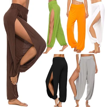 Femeile Cu Talie Înaltă Yoga Jambiere Mare Parte A Despicat Picioare Respirabil Sport, Pantaloni De Sport Funduri Pantaloni Harem De Sex Feminin De Agrement Pantaloni