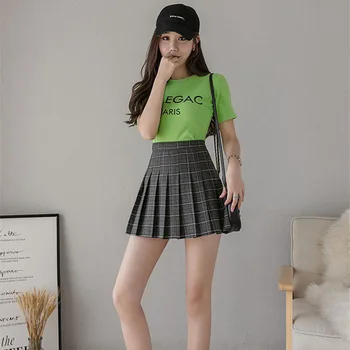 Femeile Scurta Plisata Fusta Carouri Coreean Slim Fit Talie Mare Stil Preppy Fuste Fete De Moda Mini-Linie Sexy Haine Drăguț