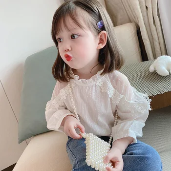 Fete 2020 Toamna Noi Produse Copii coreeană stil Cămașă de Dantelă Topuri din Dantela Alba Puff Maneca Lunga Fete Tricou Copii Topuri Haine