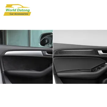 Fibra de Carbon Mașină Mâner de Ușă Panou de Panou de Ușă Tapiterie Autocolante Acoperă Decalcomanii Pentru Audi SQ5 Q5 Accesorii de Interior 2009~2017