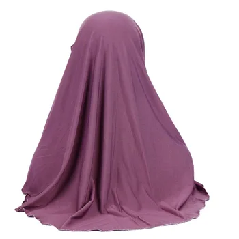 Flori Ciucure Decor Moale Headwrap Hijabs Culoare Solidă Femeile Musulmane Jersey Turban Văl Rid Asistent Islamic Bentita