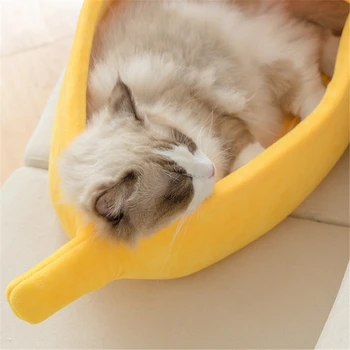 Forma de banane Câini Paturi Semi-închise Pisici Cave House Pisoi Drăguț Acasă Interioară de Dormit Cald Canisa pentru Mediu Mic Animal de casă Supplies