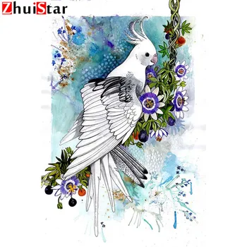Full pătrat 5D DIY diamant pictura pasăre albă papagal broderie cusatura cruce acasă decorare cadou de diamant mozaic cusatura CARE
