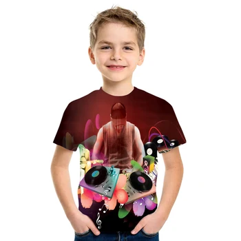 Haine pentru copii de Vară Fierbinte Produs Nou Băiat Și Fată T-Shirt, Cu Mâneci Scurte, Muzică Model de Imprimare 3D în Culori Luminoase