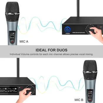 Handheld Microfon Wireless UHF cu 2 Canale Baterie cu Litiu UHF Profesionale Mic pentru Petrecerea Etapă Acasă KTV Set 30M Primi