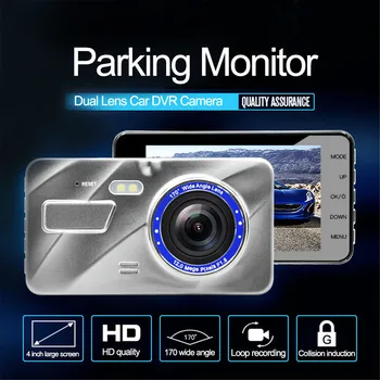 HD 4 Inch Dual Lens Suport de Inversare Imagine 1080P Ascuns Unghi Larg de Conducere Recorder Dash Cam Dual Lens Auto DVR Camera