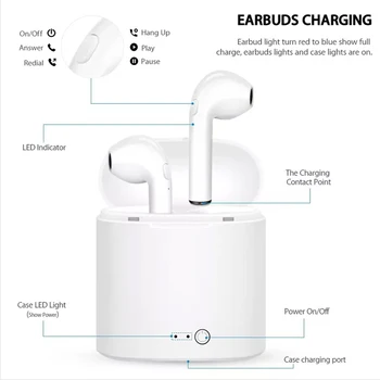 I7s TWS căști Bluetooth Casti pentru Apple Aer Toate Telefon Inteligent Suport de reducere a zgomotului de Vânzare Fierbinte wireless căști In-ear