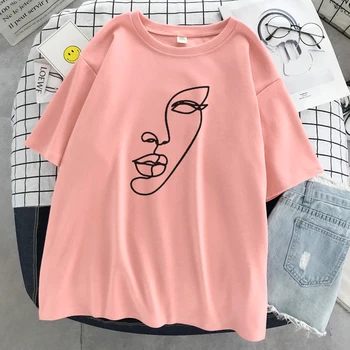 Imprimare negru jumătate față de Design de Imprimare de sex Feminin Camasi Moda Respirabil Topuri de Epocă Pierde T-Shirt Casual, Haine de Vara Femei