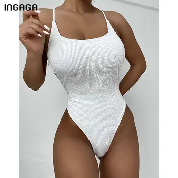 INGAGA cu Nervuri Femei costum de Baie 2021-O singură Bucată Mare Tăiat Costume de baie Backless Costume Sexy, Costume de Baie de Vară pe Plajă Bikini Set