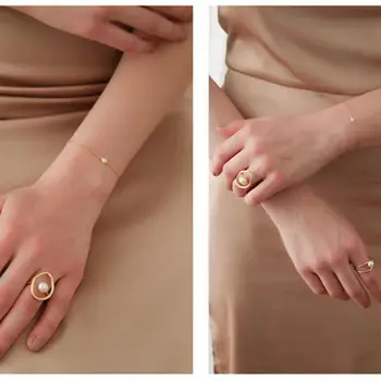 INS Scurtă Fierbinte Adevarata Aur Culoare Inel Pentru Femei 2020 Naturii Apă dulce Pearl Inel De Valul Fete Bague Femme Bijoux