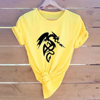 JFUNCY Bumbac Vara Bărbați Femei T-shirt S-5XL Plus Dimensiune Unisex Topuri Abstracte Dragon Imprimare Tricou Maneca Scurta