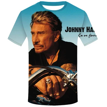 Johnny Hallyday 3d Imprimate T-shirt de Moda, O-Neck Barbati/femei cu Maneci Scurte Casual Harajuku Populare Amuzant Streetshirt Topuri
