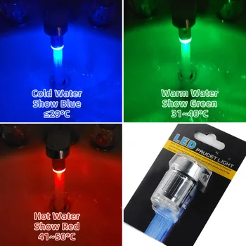 K-RU de Duș LED 3 Culori Robinet de Apă Accesorii Strălucire Colorate Apăsați Duza Pentru Baie Bucătărie Cap Lumina 7 Culori
