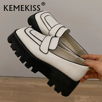 KemeKiss 2021 Vacă Pantofi De Piele Pantofi De Primăvară Femei Deget De La Picior Pătrat Gros Pantofi Cu Toc Femei Square Toe Pompe De Încălțăminte Mărimea 33-40