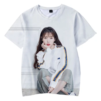 Kpop Cantareata UI T-shirt, O-Neck Barbati Tricou de Vara cu Maneci Scurte Casual Harajuku Streetshirt Unisex Lee Ji Eun Haine Pentru Femei