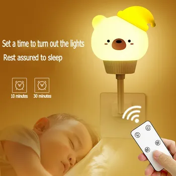 LED Copiii USB Lumina de Noapte Drăguț desen Animat Lampa de Noapte Suporta Control de la Distanță pentru copil Copil Decor Dormitor Lampă de Noptieră Cadou de Crăciun