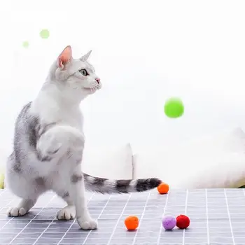 Legendog 30buc/Set Pisica Pompom Bile Asortate Bouncy Anti-Muște Pisica Mestecați Jucării Pisica de Pluș Bile Consumabile pentru animale de Companie de Culoare Aleatorii