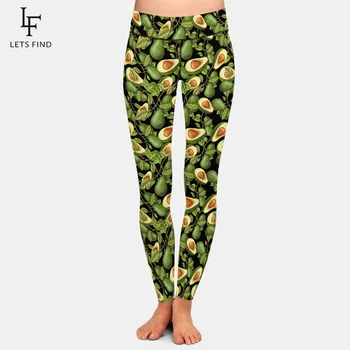 LETSFIND Moda Tipărite Femei Legging Nou Avocado Design Negru Jambiere Talie Mare Plus Dimensiune Femei Pantaloni Fitness