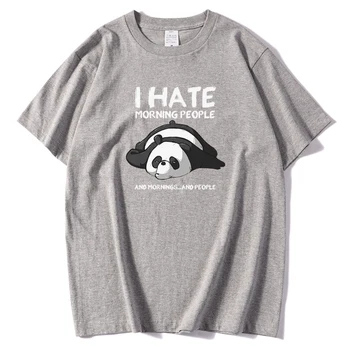 Liber de vară Mens T-shirt-uri cu mâneci scurte topuri obosit panda urăsc dimineață oamenii de imprimare Tricouri respirabil vrac Barbati Tricou