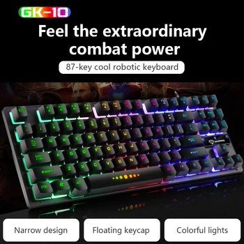Luminos Tastatură Mecanică de Gaming 87 de Taste Cu RGB LED Backlit USB Cablu de 1,5 M Keybord Impermeabil MultiMedia Pentru Tablete Desktop