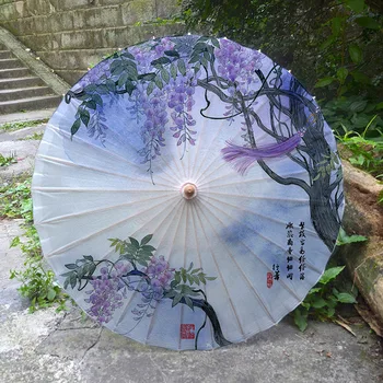 Luzhou Hârtie Unsă Umbrela de ploaie femei de protecție Solară Bambus Clasic Jiangnan Pentru Decor Albastru Și Alb Portelan Hanfu umbrelă de soare