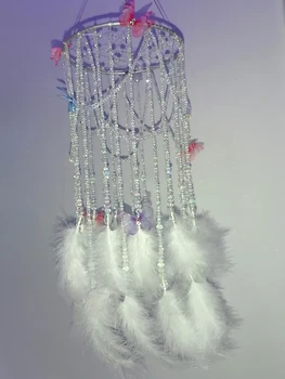 Manual Bling Dreamcatcher DIY Acasă Fluture Cristal Decoratiuni Artizanat Rotund Cerc Agățat Colorate Pene de Prindere de Vis