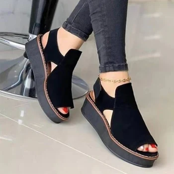 MCCKLE Femei Sandale Platformă Solidă Cârlig Buclă Doamnelor Pantofi Plat pentru Femei Turma Fund Gros Peep Toe Pantofi de Vara pentru Femeie Casual