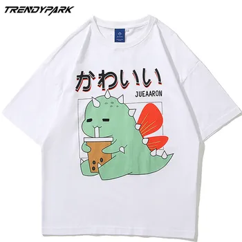 Men ' s T-shirt 2021 Noi de Vara cu Maneci Scurte Dinozaur Drăguț Hip Hop Supradimensionate Bumbac Casual Harajuku Streetwear Sus Tricouri