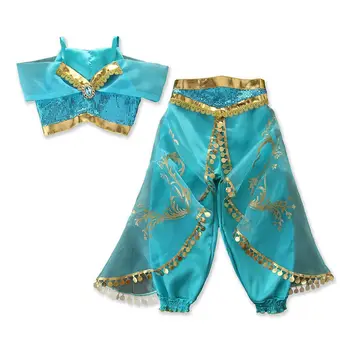 Minunat Aladdin Jasmine Printesa de Halloween pentru Copii Princess Fete Haine Seturi de Cosplay Costum Tinutele de Petrecere 3-8Y