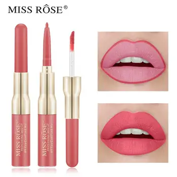 Miss Rose 12 Culori Cap Dublu creionul de buze Mat, rezistent la apa Luciu de Buze Ușor Pentru a Trage de sex Feminin Machiaj Ruj Cosmetice TSLM1