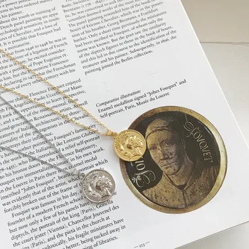 MLKENLY Argint 925 Vintage Valută Străină Indian Om Pandantiv Cap de Monedă Colier Pentru Femei noroc Bijuterii noi 2019