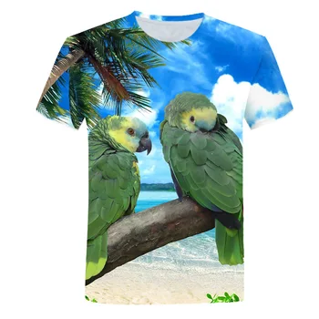 Moda Animalelor tricou Barbati O-gât 3d de Imprimare T-shirt Colorat Papagal tricou Sport de sex Masculin de Vara cu Maneci Scurte Topuri Teuri 2021