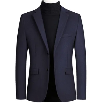 Moda Barbati Paltoane și Jachete Bărbați Amestecuri de Lână Sacou de Primăvară de sex Masculin-O singură Bucată Blazer Bluze Smart Casual Strat Solid cu Două Butoane