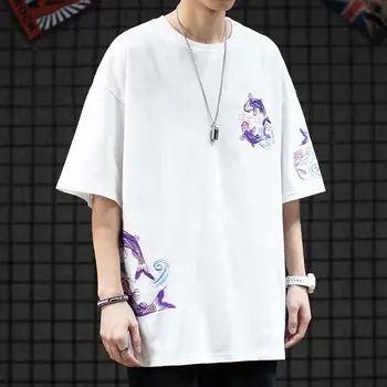 Moda Chineză O-Gât T Cămașă De Vară Harajuku Grafic T Shirt Coreean Streetwear 2021 Bărbați Îmbrăcăminte Cămăși Albe