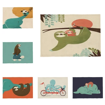 Moda Clasic Animal Coaster Lenea Leu, Elefant, Panda, Girafa Pelican Dinozaur Poliester Bucatarie Personalizat Șervețel Cârpă Placemat