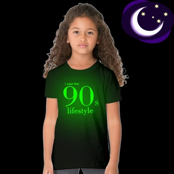Moda Copii Luminos Vreau anilor ' 90, stilul de Viață Print T-shirt pentru Vara Unisex Copii, Băiat, Fată Strălucire În Întuneric Noctilucent Haine