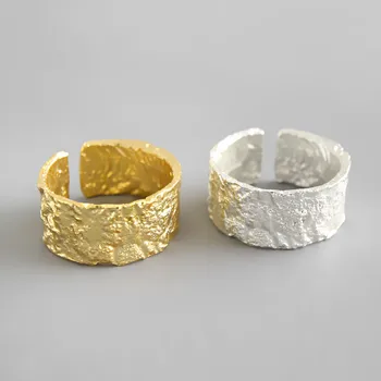 Moda Coreeană Argint 925 Inele Pentru Femei De Sex Feminin Neregulate Concav Convex Geometric Auriu Deschis Ring Bijuterii