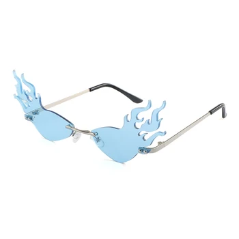 Moda Flacără de Foc ochelari de Soare Brand de Design pentru Femei ochelari de soare Ochi de Pisica Lux fără rame, Ochelari de Soare UV400 Ochelari de Nuante Oculos de sol