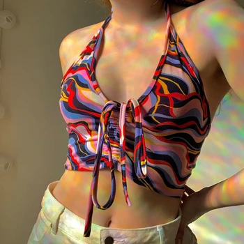 Moda pentru femei Bretele de Vara Sexy Plisate Căpăstru Bandaj Expuse Buric Sus Y2k Culturilor Sus