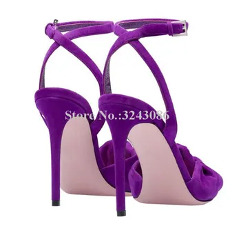 Moda Violet Nod Doamna Sandale Design Clasic Negru Rosu Toc Stiletto, Sandale De Vara Pantofi Elegant De Sex Feminin Pantofi De Banchet