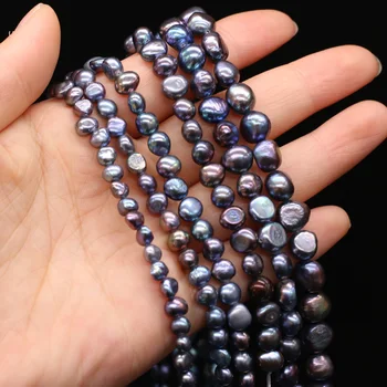 Naturale de apă Dulce Pearl Orizontală Gaură Neagră Perle Margele Vrac Pentru DIY Brățară Colier Bijuterii de Luare Constatările 14