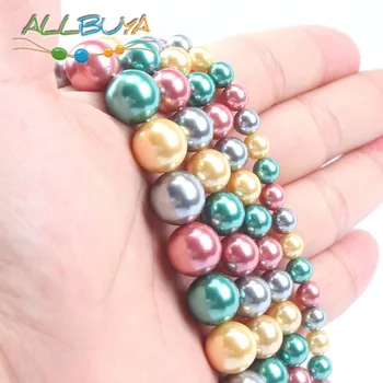 Naturale Mixte Culoare Coajă de Perle Margele pentru Bijuterii DIY Bratari Coliere Accesorii 6/8/10/12mm Rotund Margele Vrac 15
